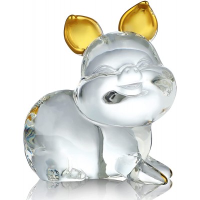 3.3inch Crystal Smiling Pig Collectible Figurines Glass Art Animal Pig Pet Miniature House Decoration Zodiac Crafts Cute Paperweight Ornaments Kids Gifts - B34J6V8T3