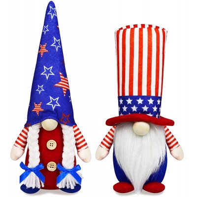 4th of July Patriotic Gnome Decorations 2 PCS Handmade Mr & Mrs USA Swedish Tomte Gnomes Plush Table Ornaments Gift for Independence Day Memorial Day Presidents Day Veterans Day Armed Forces Day - BTC1VYYPZ