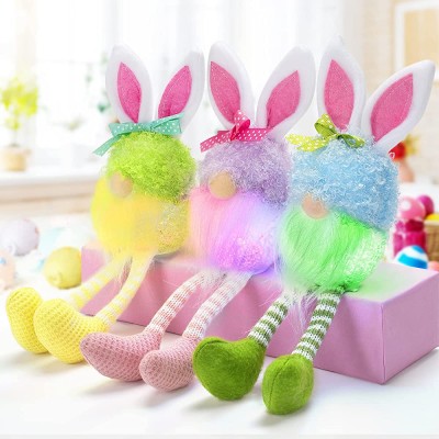 Easter Gnomes Ornaments with Led Light 3 Pcs Bunny Gnome Girls Birthday Gift Spring Gnomes Collectible Figurine Swedish Scandinavian Tomte Spring Holiday Home Decor Easter Baskets Filler for Kids - BSMYP3JYR