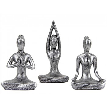 Leekung Yoga Meditation décor,Yoga Pose Statue Home Decoration,Zen Yoga Figurine for Spiritual Room décor,Set of 3 Yoga Gift Antique Silver Color - BXGWC34EQ