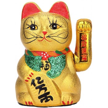 VanEnjoy 7 " Beckoning Ceramic Maneki Neko Lucky Fengshui Cat - B4804Y5Z6