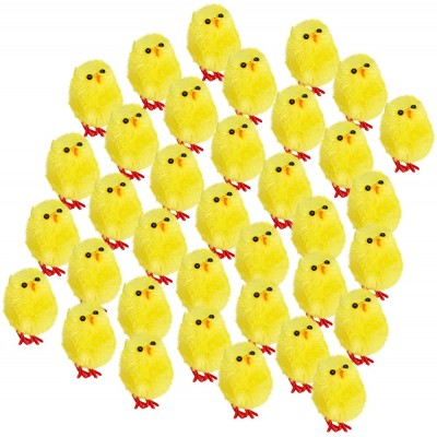 WEWILLl 36PCS Chenille Easter Chicks 1.5'' Small Cute Fuzzy Baby Easter Chicks Party Favors Easter Egg Hunting Bonnet Decoration - BXE5NARDD
