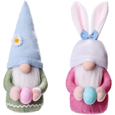 2 Pack Easter Basket Stuffers Easter Gnomes with Easter Eggs Easter Decorations for The Home Easter Bunny Stuffed Animal Easter Toy Gift for Kids Girls Adult - BKR69PDZO