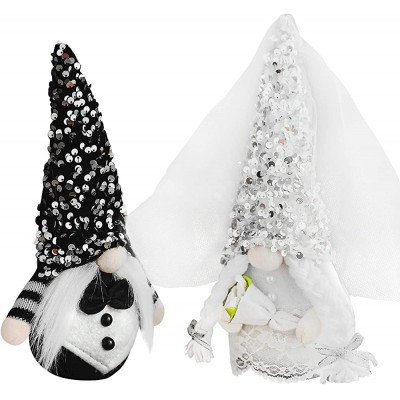 2 Pcs Bride & Bridegroom Wedding Dress Gnome Decoration Shinning Wedding Dress Gnome Plush Present,Couple Dwarf Doll Elf Scandinavian Ornaments Home Decor Plot Gifts - B8TQ1QBVF