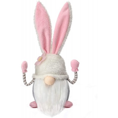 Funoasis Easter Bunny Gnome Spring Gnomes Easter Holiday Home Decoration Gnome Plush Handmade Rabbit Gifts Swedish Tomte Elf  Pink Bunny 13 Inches - B96NOBDGX