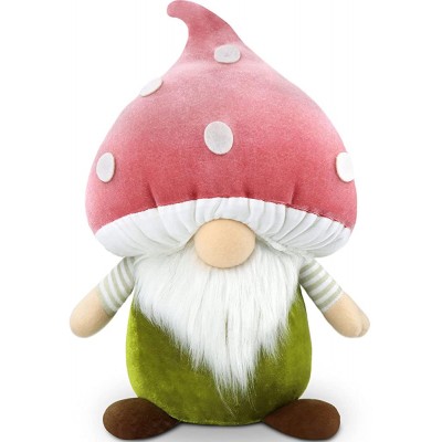 Gehydy Mushroom Gnome Plush Spring Summer Decor Handmade Stuffed Large Size Swedish Tomte Tiered Tray Holiday Home Kitchen Garden Farmhouse Decoration Ornament Gifts 13 Inch Pink - BRACDCEQA