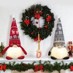 HBlife 2 PCS Holiday Gnomes with 3 Modes Light 15.74 Inches Handmade Swedish Tomte Plush Gnomes Holiday Dining Table Ornaments Gift for Family and Friends Red&Grey Reindeer - BUW8F3XAL