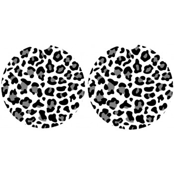 Car Coasters Pack of 2,Leopard Print Absorbent Ceramic Car Coasters,Drink Cup Holder Coasters,with A Finger Notch for Easy RemovalGrey - B91DCFIVN