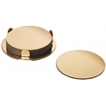 IKEA Glattis Coasters With Holder Brass Color 6 pack Size 3" 503.430.05 - BEEQU7RF4