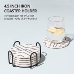 LIFVER 4.5 Inch Minimalist Black Iron Metal Coasters Holder for Both Round and Square Coasters Holds Multiple Sizes and Types Hold Up to 7 Lifver Coasters Modern Black Four Post Wrought Iron Style - BCR4CZR0B