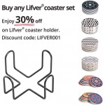 LIFVER 4.5 Inch Minimalist Black Iron Metal Coasters Holder for Both Round and Square Coasters Holds Multiple Sizes and Types Hold Up to 7 Lifver Coasters Modern Black Four Post Wrought Iron Style - B4V7GEJE8