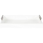 Kate and Laurel Lipton Modern Rectangular Tray 16.5 x 12.25 White and Silver Decorative Accent Tray for Storage and Display - B04BE4193