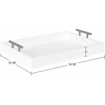 Kate and Laurel Lipton Modern Rectangular Tray 16.5 x 12.25 White and Silver Decorative Accent Tray for Storage and Display - B04BE4193
