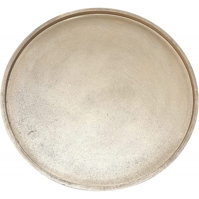 RM ROOMERS 15 inch Worn Round Gold Tray Gold Decorative Tray for Coffee Table Round Gold Serving Tray Round Wooden Trays for Decor Large Round Table Tray for Rustic Home Decor - BOTLTXJYJ
