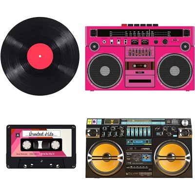 80's Party Cutouts Large Radio Cutouts Cassette Tape Cutouts Decorations for 80s Party Decorations Retro Theme Hip Hop Party 12pcs - BN549REGN
