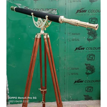 Antique Brass 60" Floor Standing Brass Telescope with Wooden Tripod Decorative Gift Item - BCJM13HD6