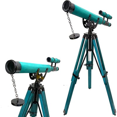 collectiblesBuy Brass Nautical Double Barrel Green Tripod Telescope Antique Brass Handmade Pirates of Caribbean Ship Telescopes with High Magnification Article - B325ZM00J