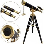 collectiblesBuy Vintage Double Barrel Telescope Maritime Brass Finish Black Tripod Stand Home & Office Décor - BQHGDHCYQ