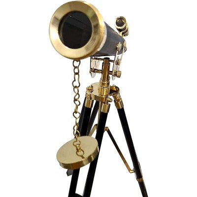 collectiblesBuy Vintage Double Barrel Telescope Maritime Brass Finish Black Tripod Stand Home & Office Décor - BQHGDHCYQ