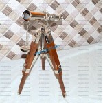 Nautical Telescope 10 Inch Chrome Finish with Wooden Tripod Stand Vintage Maritime - BYXYVD85V