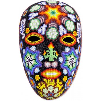 NOVICA Decorative Huichol Papier Mache Mask Multicolor Scorpions and Deer' - BUA3I3PHS