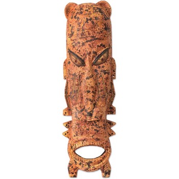 NOVICA Decorative Large Sese Wood Mask Brown 'Chockwe Initiation Celebration' - BKUW05LVR