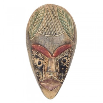 NOVICA Wood Decorative Mask Beige 'Success' - B1GDQW901