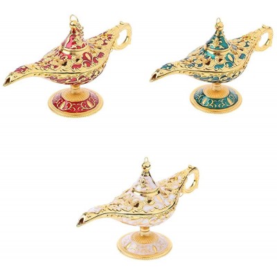 Almencla Set of 3PCS Gold Metal Carved Aladdin Magic Genie Lamp - BZTZIBA87