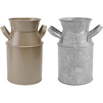 Cabilock 2Pcs Shabby Chic Metal Vase Rustic Milk Can Farmhouse Jug Vase Galvanized Flower Bucket for Home Decor - BBIAXN3TS