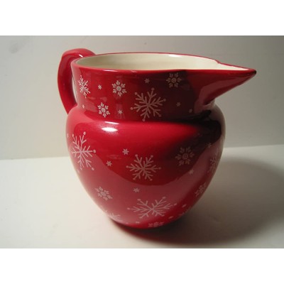 Snowflake Pitcher Harry and David Red Pitcher with White Snowflakes 6 Inches, - BDLC378S7