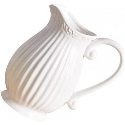 YARNOW Ceramic Pitcher Vase Vintage French Country Water Pitcher Decorative Bouquet Holder Utensil Holder for Kitchen Home Decor White - BOBCN2MAF