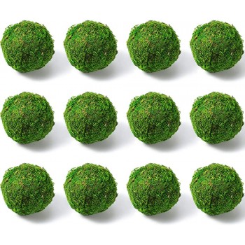 12 Pieces 4 Inch Decorative Moss Balls Orb Green Plant Moss Balls Faux Moss Balls Decor Vase Bowl Fillers for Home Decor Vase Bowl Filler Display Decor Planters Trays Lanterns Weddings Parties - BK0YCDYPT