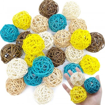 25Pcs 2Inch Rattan Balls,Wicker Ball Decorative Orbs Vase Fillers for Craft,Bird Toys,Party,House,Wedding Table Decoration,5 Colors - BCJ1JBKLZ