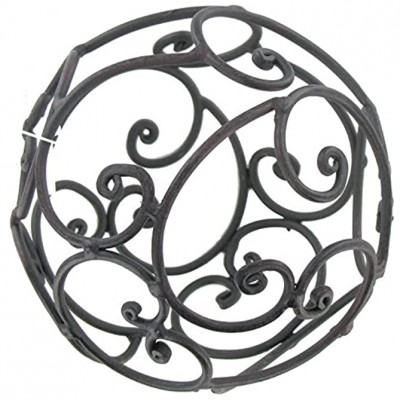 Black Iron Decorative Sphere with Open Swirl - BF6GCPVA7