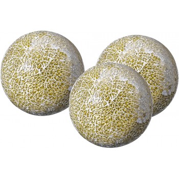 Decorative Balls Set of 3 Glass Mosaic Sphere Dia 5" Gold - BL4OEIV0V