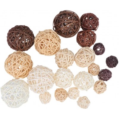 EXCEART 21pcs Wicker Rattan Balls Decorative Colorful Small Twig Grapevine Balls for Thanksgiving Christmas Party Tree Decor - BTBWGB1R9