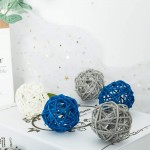 HaiMay 45 Pieces Mixed 3 Colors Wicker Rattan Balls Decorative for Vase Fillers,Bird Toys,Garden,Party,Wedding,Table Decoration,1.8 InchBlue White Gray - BBJ9RF9DL
